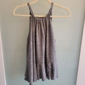 Old Navy Womens Linen-Blend Peplum Halter Swing Top Gray Sz M NWT